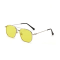 Retro silver metal frame aviator sunglasses with vibrant yellow lenses for fashion - Silver Frame Yellow Lens
