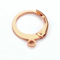 Polished rose gold stainless steel French ear hooks with spring loop for DIY jewelry - 12mm / Rose Gold 12mm