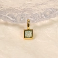 18K gold plated necklace pendant featuring a square light green zircon birthstone - March/Light Green