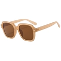 Square brown translucent frame sunglasses with dark brown lenses for men and women - Tea Frame Tea Lens