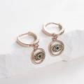 Rose gold Evil Eye drop earrings featuring blue and green micro-paved cubic zirconia - Rose Gold-Green Zirconia