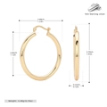Detailed size specifications for gold plated 925 sterling silver hollow hoop earrings - 925 Silver Yellow Gold Plated 35mm