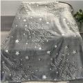 Coperta in flanella grigio scuro fosforescente con stelle bianche e scritte sulla luna - Grigio Lettera / 100*150cm