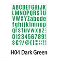 Dettaglio di adesivi alfanumerici verde scuro per decorazioni fai-da-te e tazze creative - verde scuro