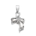 Minimalist silver butterfly bow pendant with polished 18K white gold plating - Silver Polished Bow Pendant(YSN007-13)