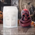 Skull and snake candle silicone mold with black-red gradient wax finish for Halloween decor - Skull Snake ZL-774