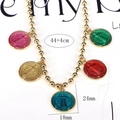 Collar de cuentas doradas de estilo étnico con cinco dijes de monedas religiosas - Estilo 3