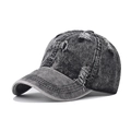 Berretto da baseball in denim vintage slavato con strappi ed effetto lavaggio acido grigio - Regolabile / Denim Nero Strappato