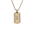 Détail de la chaîne torsadée dorée avec pendentif lettre N et pierres en zircon - Pendentif Lettre N-Chaîne 60CM