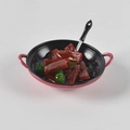 Miniature dollhouse wok with realistic resin chili and meat stir-fry dish model - Beef