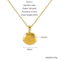 18K gold plated stainless steel necklace featuring a round letter A pendant with zircon - Letter A