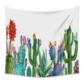 Close-up of artistic watercolor cactus and succulent print on white wall tapestry - 73X95CM (Cross-border Brushed) / ZJ623-52/Watercolor Cactus Succulent