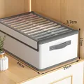 White 12-slot fabric organizer box with transparent lid for shirts, 44x25x17cm - 12 Grids With Lid/44x25x17cm / Gray