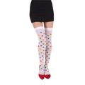 Knee-high white stockings with vibrant multi-colored polka dots for Halloween parties - One Size / White Socks with Multi-Color Dots