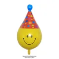 Smiling face foil balloon with party hat for birthday decorations, 83x28cm size - 4D Party Hat Smiley Face