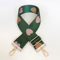 Detail of dark green nylon strap with pink heart jacquard and gold metal buckles - No. 11 + Gold Hook (Bright Green with Multicolor Heart)