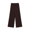 Women's dark brown knit wide-leg pants with high waist and vertical ribbed texture - S / Pants