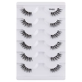 Detail view of 6 pairs of black half-lashes YK405 on a white tray for a natural look - Natural Winged Tail Style (YK405)