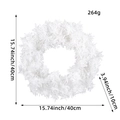 40cm white Christmas wreath made of fluffy PVC needles for modern festive wall decoration - 40CM / White