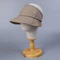 Dettaglio visiera parasole in lino traspirante con tesa larga e tessuto testurizzato - M (56-58cm) / Cachi