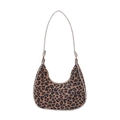 Sac hobo léopard en tons marron et noir avec liseré blanc et bandoulière unique - Léopard Brun