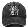 Gorra vintage de algodón lavado gris oscuro bordada para el 65 cumpleaños unisex regalo - Negro Lavado 65 Años Tipo-1