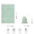 Turkish cotton beach towel set with green stripes, size chart and drawstring bag - Green