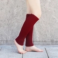 Classic burgundy ribbed knit leg warmers for women in stylish vertical knit pattern - One Size / Burgundy