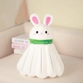 Creative white rabbit badminton plush toy with green ribbon and soft sports design - Rabbit Shuttlecock Style