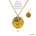 Collana in acciaio inossidabile dorato con ciondolo a rilievo Medusa e finitura 18K - Stile Ritratto Figura a Rilievo Classico (ZXG1621)