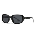 Classic pilot style sunglasses with black rectangular frames and textured temple details - Black