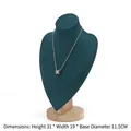 Dark green flocked necklace bust display with wooden base, size 31x19x11.5cm - Dark Green Large