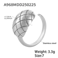 Zilveren roestvrijstalen open ring met een gewatteerd patroonontwerp in maat 7 - US 7 / Staalkleur