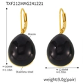 Boucles d'oreilles goutte en résine noire et acier inoxydable doré avec 30mm de hauteur - Boucles d'oreilles en résine noire / Noir