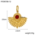 Pendentif éventail en acier doré bohème avec pierre rouge, guide des tailles de 2,2cm - FP29070B-12 Style Rose Rouge