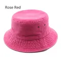 Unisex rose red washed denim bucket hat with distressed finish and metal air vents - One Size / Rose Red