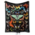 Detail of 3D printed flannel blanket featuring vintage butterfly and moth illustrations - Single Layer Flannel 130x100cm / Butterfly Chart
