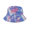 Gros plan sur le tissu en toile avec motifs tie-dye artistiques bleus et roses vibrants - M (56-58cm) / Tie-Dye Violet