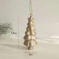 Golden glitter Christmas tree ornament 7.5cm tall with hanging string for holiday decor - Christmas Tree