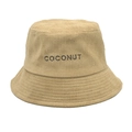 Dettaglio del cappello bucket beige in velluto a coste con ricamo COCONUT - M (56-58cm) / Beige