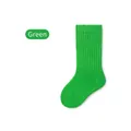Breathable cotton ribbed mid-calf socks for kids and babies in a vibrant green color - Green