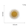 Detail of round sun embroidery patch with dimensions 4.6cm and gold stitch texture - Style 8 Yellow Sun