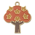 Golden enamel tree charm pendant with orange-red canopy and brown trunk for DIY jewelry - 30x26mm Autumn Tree (20297)