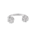 Minimalistischer S925 Sterlingsilber Ring mit filigraner Rose in elegantem Silber-Finish - Einstellbar Offen / Zwei Rosen Stil (HJZ3200) / Silber