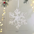 Ornement flocon de neige blanc pailleté de 15 cm pour sapin de Noël, poids de 27g - Flocon De Neige Hexagonal 15 Cm/27 G