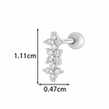 Silver flower cartilage piercing stud with clear zircon stones and screw ball back - Cross Flower Style (2604-5#) / Silver