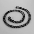 9.5mm black metal Cuban link necklace with CNC diamond buckle in punk hip-hop style - Black Smooth Clasp (Bracelet 20cm)
