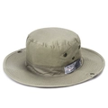Army green outdoor sun hat with wide brim, side snaps and breathable metal eyelets - One Size / Gray