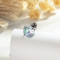 Sweet candy-colored gradient zircon ear stud with silver prong setting and flat back - Light Green Violet (Single)