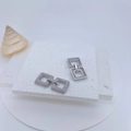 Minimalist square zircon necklace clasp connector in polished silver finish accessories - Silver Style (#1)